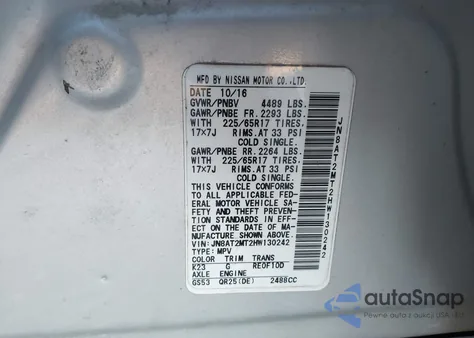 2017 Nissan Rogue S from USA, damaged, VIN JN8AT2MT2HW130242
